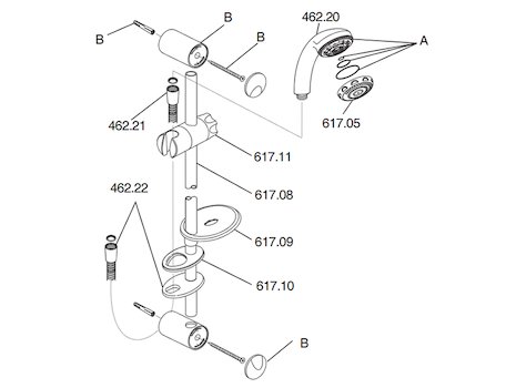 Rada BSM Bath/Shower Fittings/Shower Rail Set (1.1533.247) spares breakdown diagram