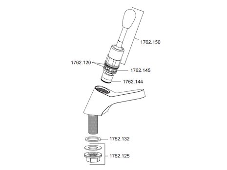 Rada TL 100 lever operated timed flow pillar tap (2.1762.085) spares breakdown diagram
