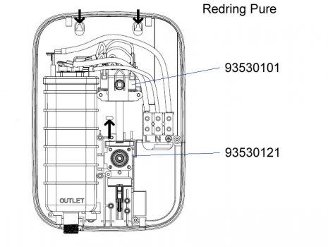 Redring Pure electric shower 8.5KW (53531301) spares breakdown diagram