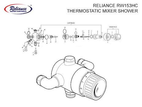 Reliance RW153HC Thermostatic Mixer Shower (RW153HC) spares breakdown diagram