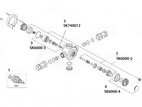 Sirrus commercial blending valve (TS6000ECP) spares breakdown diagram