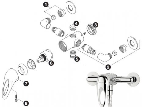 Triton Cromo single lever mixer shower (Cromo) spares breakdown diagram