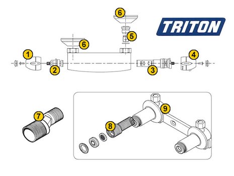 Triton Exe Bar mixer shower (Mk 1) (Exe) spares breakdown diagram