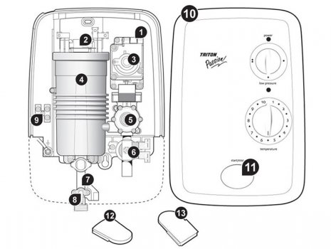 Triton Passion electric shower (Passion) spares breakdown diagram