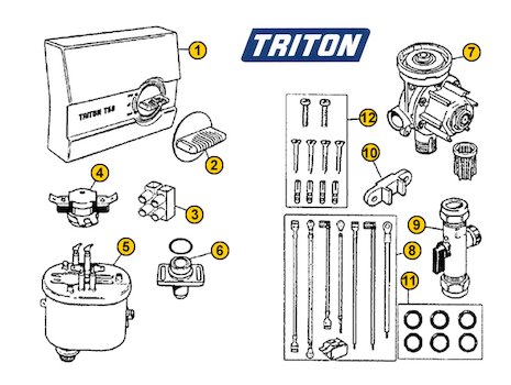 Triton T50 (T50) spares breakdown diagram