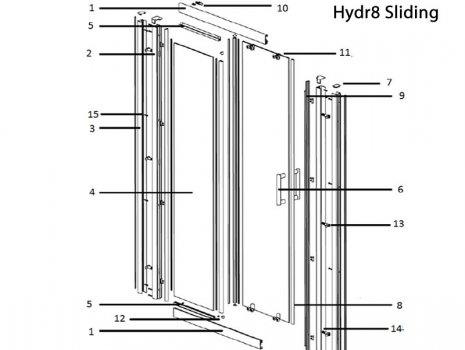 Twyford Hydr8 sliding door spares spares breakdown diagram