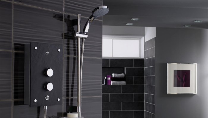 The stylish Mira Galena Electric Shower! image 2 - Check out how sophisticated the Galena looks in a black bathroom