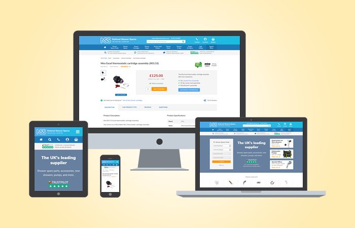 New responsive website launched image 1 - The National Shower Spares website now works and looks consistent, irrespective of the device or screen size used.