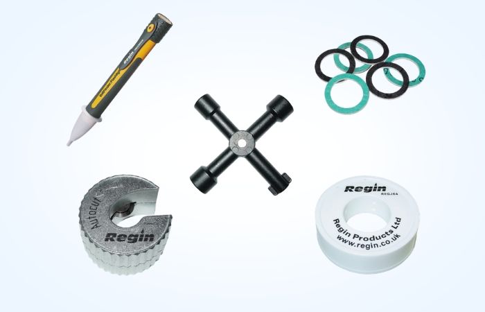 Bigger and better Practical Supplies range! image 1 - Also from Regin includes special utility keys, WRAS approved PTFE tape, fibre washers, voltage detectors, and pipe cutters in two sizes (15mm and 22mm).