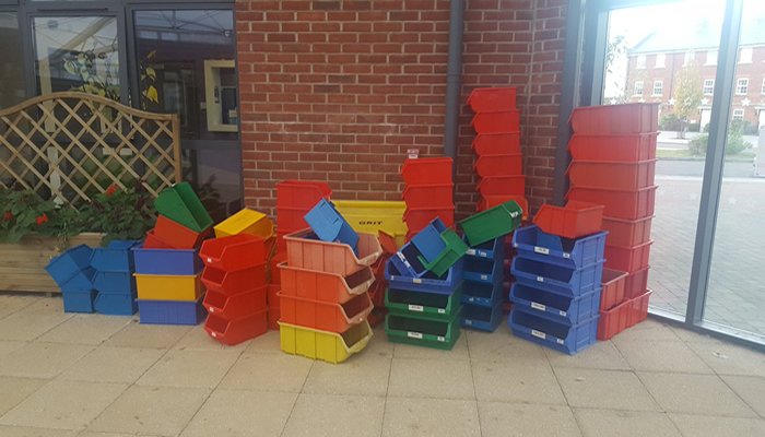 National Shower Spares cannot contain themselves! image 1 - A selection of containers that we delivered to Coopers Edge School
