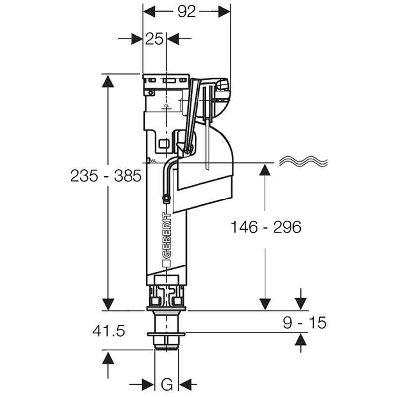 Geberit Type 360 fill valve bottom connection (1/2" plastic) Geberit 281.206.00.1 National