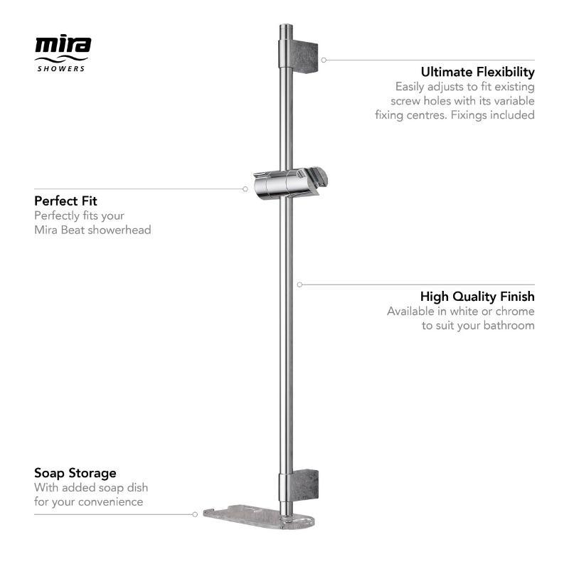 Mira Beat Slide Bar Kit/Shower Rail Set Chrome Mira 2.1703.018