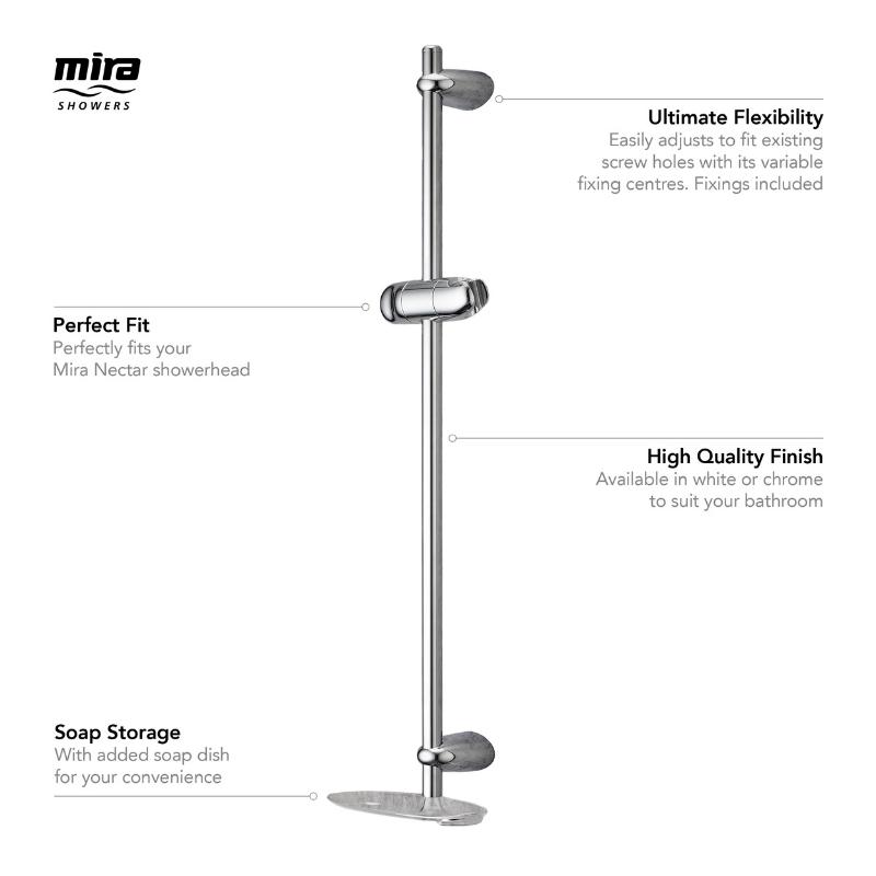 Mira Nectar Slide Rail Kit/Shower Rail Set - Chrome | Mira 2.1703 