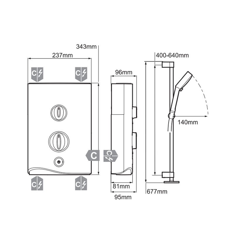 Mira Sport Thermostatic Electric Shower 9.8kW White/Chrome Mira 1.
