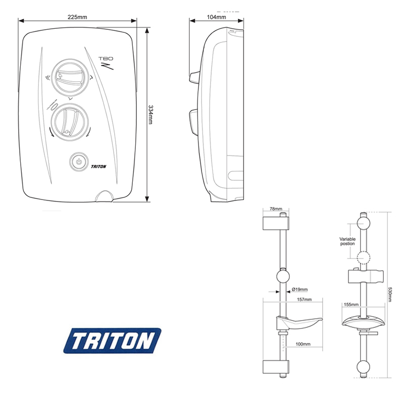 Triton T80z FastFit White/chrome 8.5kW Triton T80zFFAFQ