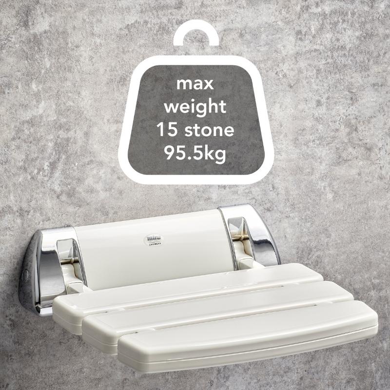 Mira Shower Seat White and Chrome Mira 2.1536.129 National Shower Spares
