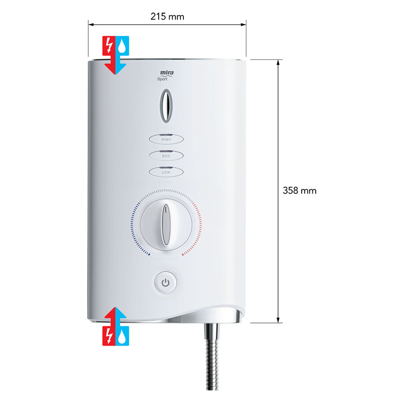 Mira Sport MAX with Airboost Electric Shower 9.0kW White/Chrome