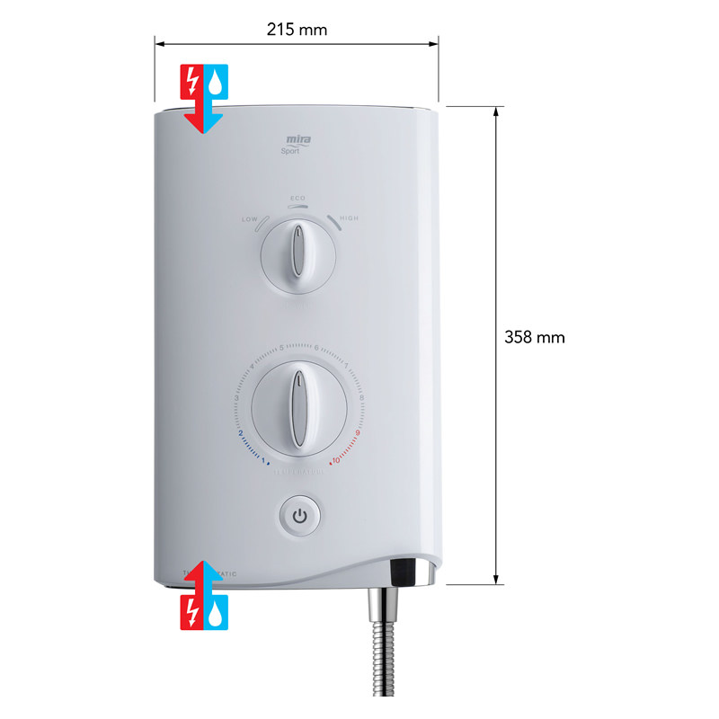 Mira Sport Thermostatic Electric Shower 9.0kW White/Chrome Mira 1.