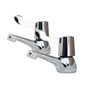 AKW Lever Handle Basin Taps - Pair - Chrome (23196CH) - main image 1