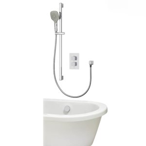 Aqualisa Dream Square Thermostatic Mixer Shower with Adjustable Head and Bath Fill - Chrome (DRMDCV2.ADBTX.SQR) - main image 1