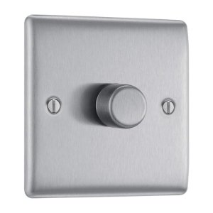 BG 1 Gang 2 Way Dimmer Switch - Brushed Steel (NBS81P-01) - main image 1