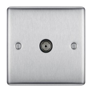 BG 1 Gang Coxial Socket - Brushed Steel (NBS60-01) - main image 1