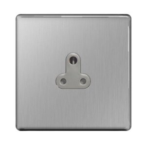 BG 1 Gang Unswitched Socket - Screwless Flatplate - Brushed Steel (FBS29G-01) - main image 1