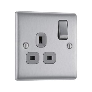 BG 13A Single Socket - Brushed Steel (NBS21G-01) - main image 1