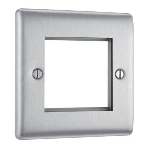BG 2 Module Front Plate (50mm X 50mm) - Brushed Steel (NBSEMS2-01) - main image 1