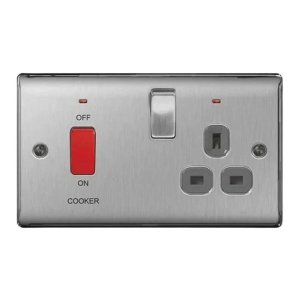 BG 45A Cooker Connection Unit With Socket - Brushed Steel (NBS70G-01) - main image 1