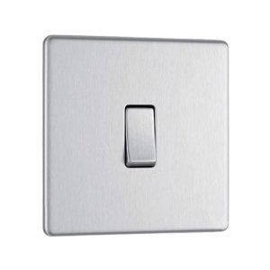 BG Gang 2 Way Plate Switch - Screwless Plate - Brushed Steel (FBS12-01) - main image 1