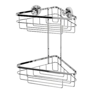 Croydex Brockham Flexi-Fix Two Tier Corner Basket - Chrome (QM803841) - main image 1