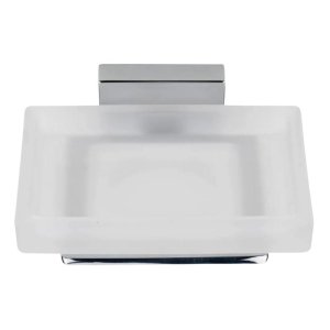 Croydex Flexi-Fix Cheadle Soap Dish and Holder - Chrome Plated and Toughened Frosted Glass (QM511941) - main image 1