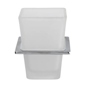 Croydex Flexi-Fix Cheadle Tumbler and Holder - Chrome Plated and Toughened Frosted Glass (QM511841) - main image 1