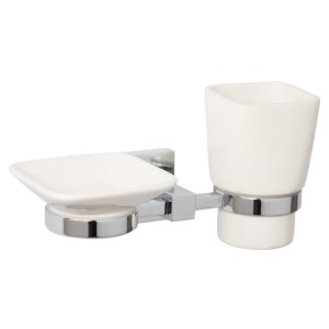 Croydex Flexi-Fix Everson Soap Dish and Tumbler - Chrome (QM557941) - main image 1