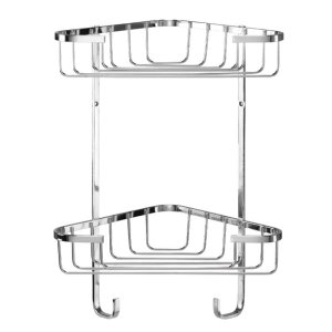 Croydex Stainless Steel Medium Two Tier Corner Basket - Chrome (QM390241) - main image 1