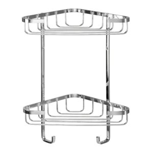 Croydex Stainless Steel Small Two Tier Corner Basket - Chrome (QM390841) - main image 1