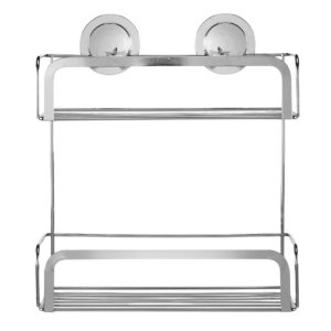 Croydex Stick 'N' Lock Two Tier Cosmetic Basket - Chrome (QM290541) - main image 1