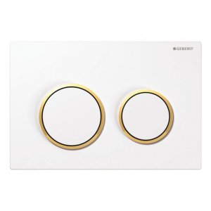 Geberit Omega20 Dual Flush Plate - White/Gold (115.085.KK.1) - main image 1