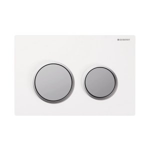 Geberit Omega20 dual flush plate - white/matt chrome (115.085.KL.1) - main image 1