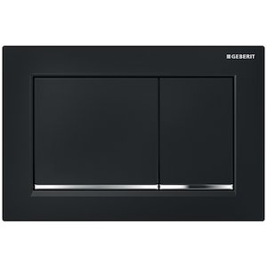 Geberit Omega30 dual flush plate - black/brushed chrome (115.080.KM.1) - main image 1