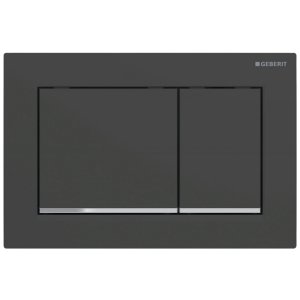 Geberit Omega30 Dual Flush Plate - Matt Black/Gloss Chrome (115.080.14.1) - main image 1