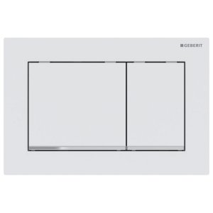 Geberit Omega30 Dual Flush Plate - Matt White/Gloss Chrome (115.080.JT.1) - main image 1