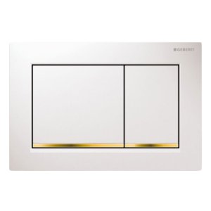 Geberit Omega30 Dual Flush Plate - White/Gold (115.080.KK.1) - main image 1