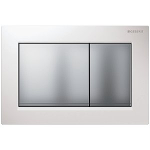 Geberit Omega30 Dual Flush Plate - White/Matt Chrome (115.080.KL.1) - main image 1