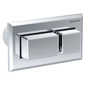 Geberit Pneumatic Dual Flush Plate - Square Design Protruding - Gloss Chrome (116.052.21.1) - main image 1
