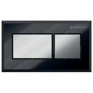 Geberit Pneumatic Square Dual Flush Plate - For Sigma Concealed Cistern - Black / Chrome (116.053.KV.1) - main image 1