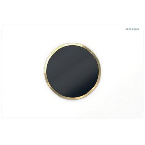 Geberit Sigma10 Automatic/Touchless Dual Flush Plate - Battery Operation - White / Gold (115.908.KK.6) - main image 1