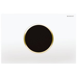 Geberit Sigma10 Automatic/Touchless Dual Flush Plate - Mains Operation - White / Gold (115.907.KK.6) - main image 1