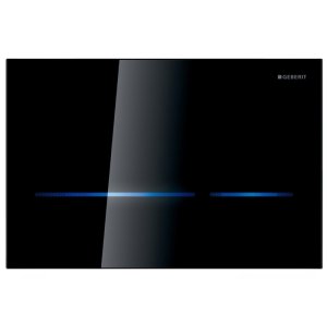 Geberit Sigma80 Electronic Touchless Dual Flush Plate - Mains Operation - Black / Glass (116.092.SG.6) - main image 1